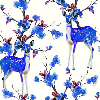 646688-梅花梅花鹿蓝