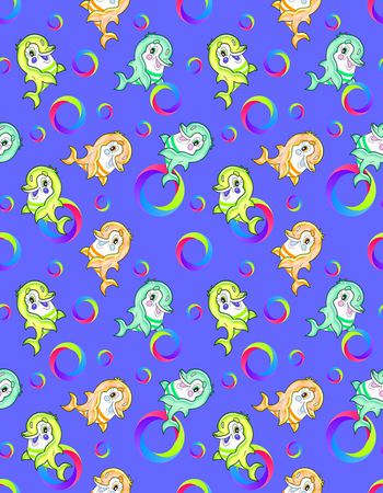 646850-手绘卡通小海豚 彩色圈圈--2