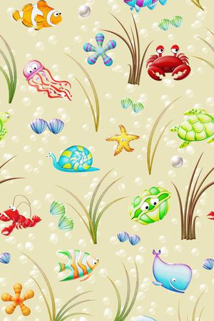 海底动物印花华亿平台图片