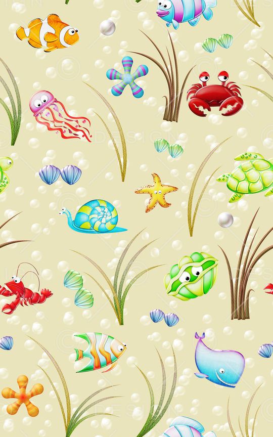 海底动物印花华亿平台图片