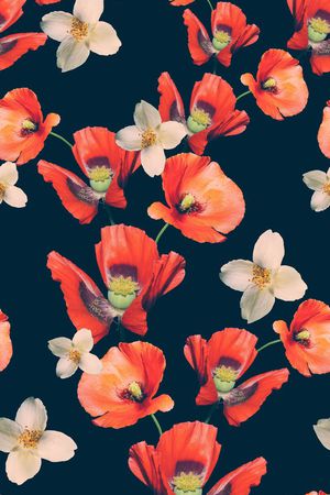 花卉、罂粟、深底印花华亿平台图片