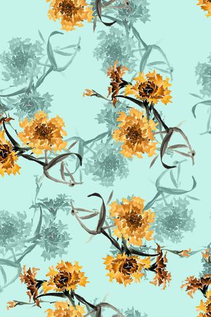 淡色花卉印花华亿平台图片