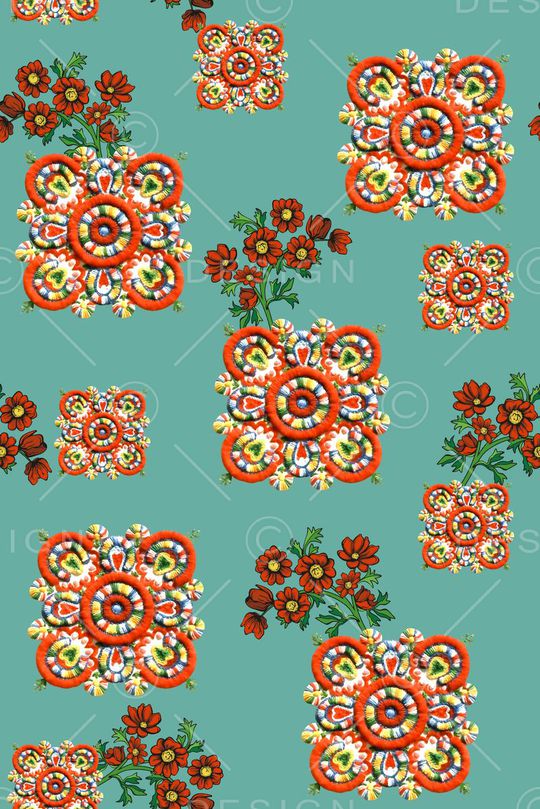 抽象手绘满版中国风印花华亿平台图片