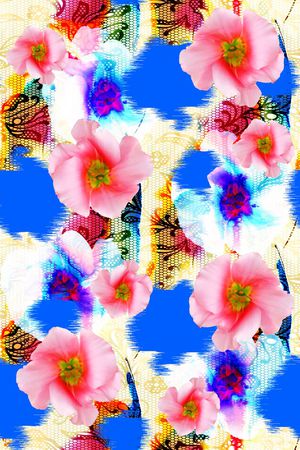 抽象手绘满版底纹印花华亿平台图片