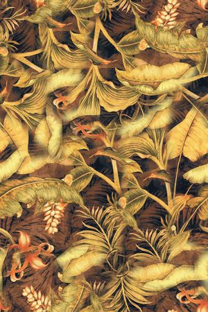 时尚潮流抽象手绘植物枯叶数码印花印花华亿平台图片