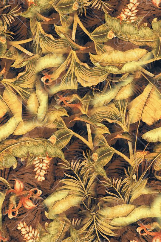 时尚潮流抽象手绘植物枯叶数码印花印花华亿平台图片