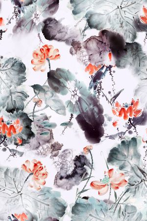 水墨印花华亿平台图片