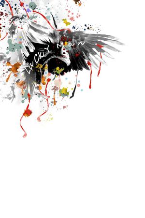 原创水墨老鹰水彩喷溅花印花华亿平台图片