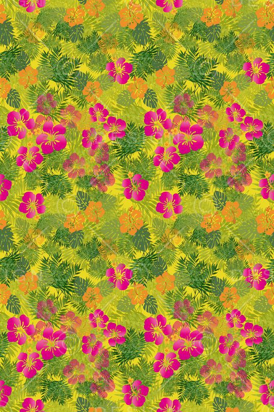 热带植物印花华亿平台图片