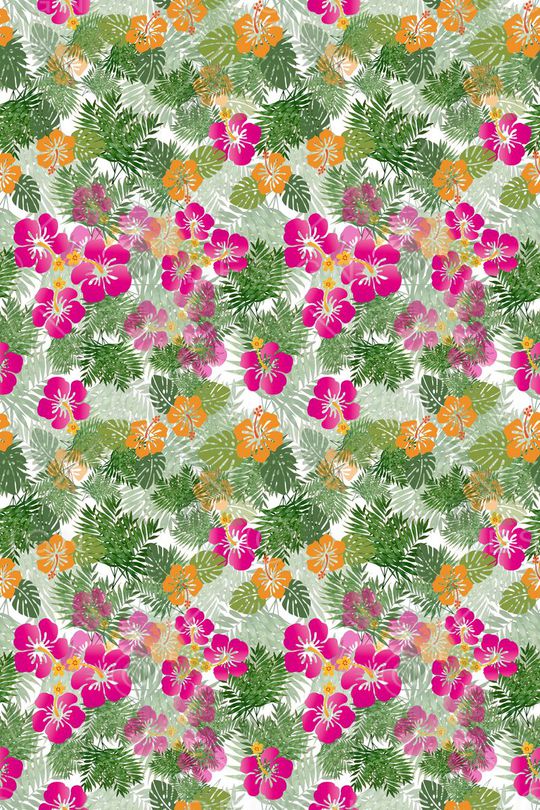 热带植物印花华亿平台图片