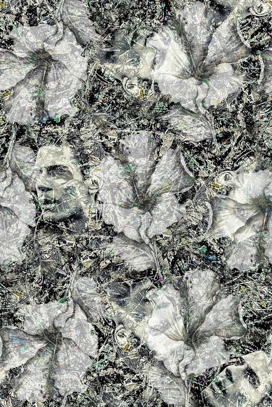 时尚抽象手绘人物花朵数码印花印花华亿平台图片