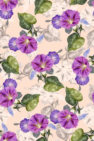 抽象彩绘喇叭花印花印花华亿平台图片