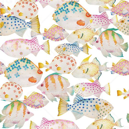 热带鱼印花华亿平台图片