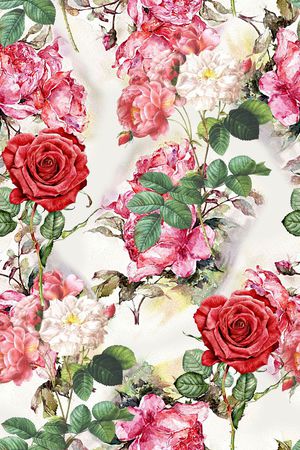 时尚抽象水彩手绘花卉数码印花印花华亿平台图片