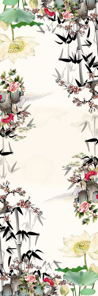 国画牡丹长围巾印花华亿平台图片