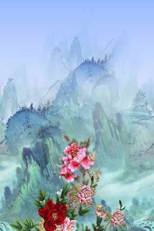 定位牡丹花印花华亿平台图片