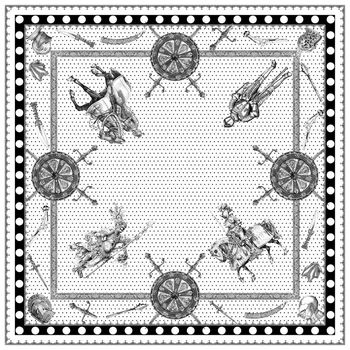 648331-黑白中世纪骑士方巾-白