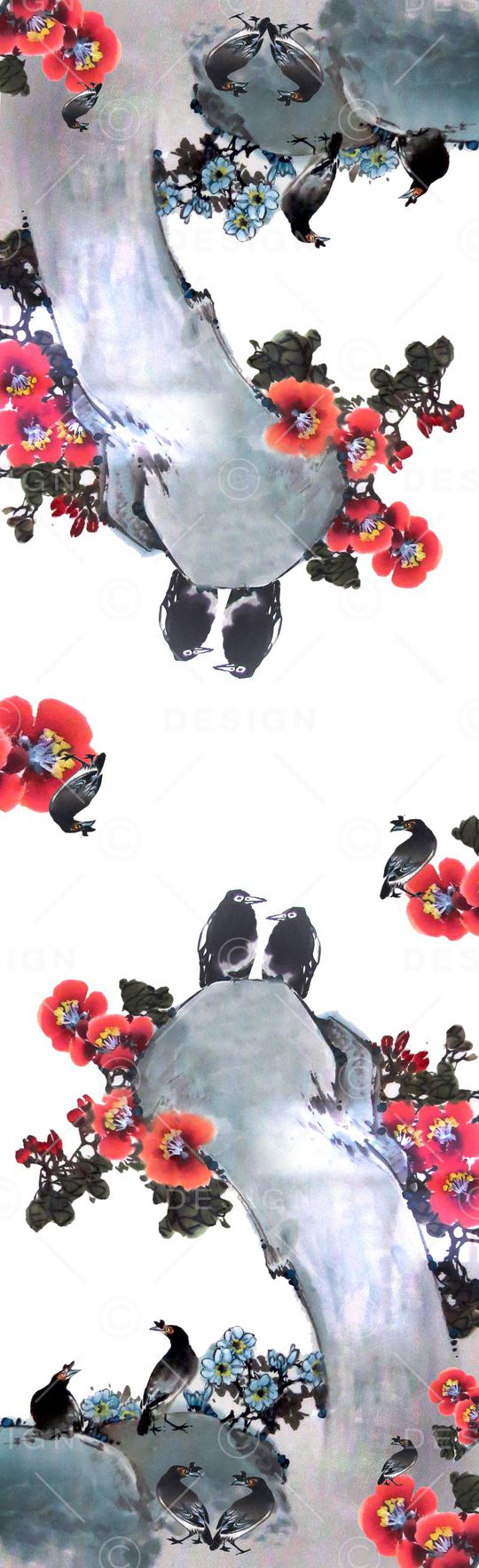 中国风长丝巾印花华亿平台图片