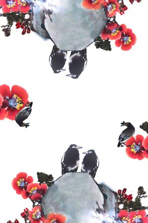 中国风长丝巾印花华亿平台图片