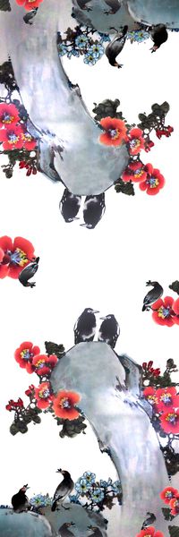 中国风长丝巾印花华亿平台图片