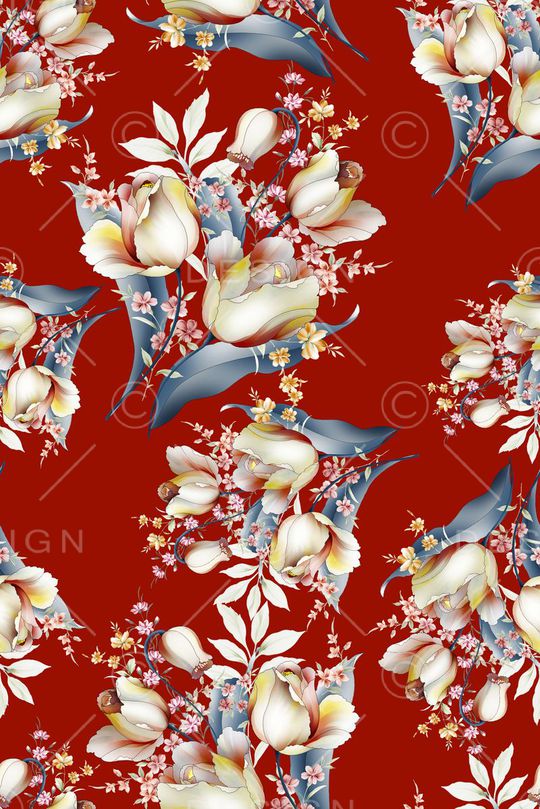 花卉组合印花华亿平台图片