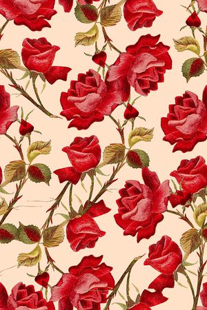 时尚抽象绣花玫瑰花印花印花华亿平台图片