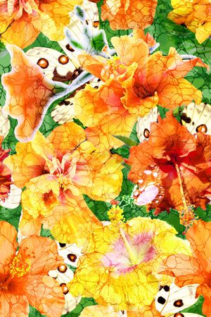 欧式时尚油画数码花卉印花华亿平台图片