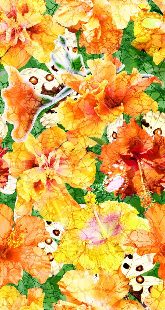 欧式时尚油画数码花卉印花华亿平台图片