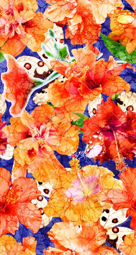 欧式时尚油画数码花卉印花华亿平台图片