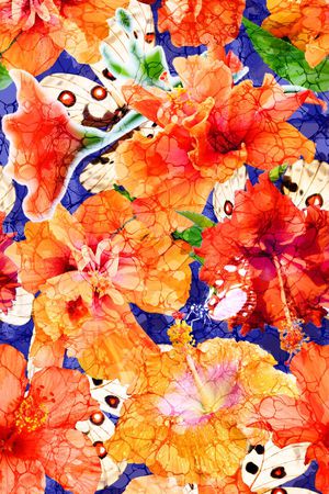 欧式时尚油画数码花卉印花华亿平台图片