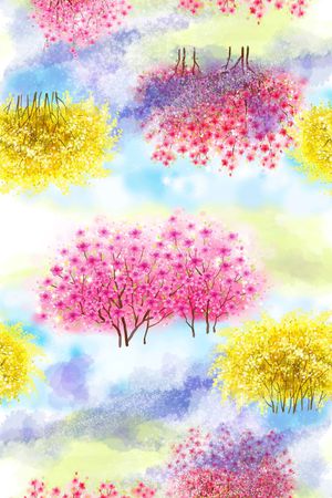 风景植物长丝巾印花华亿平台图片