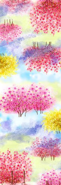 风景植物长丝巾印花华亿平台图片