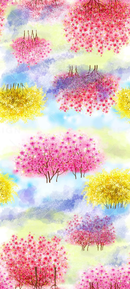 风景植物长丝巾印花华亿平台图片