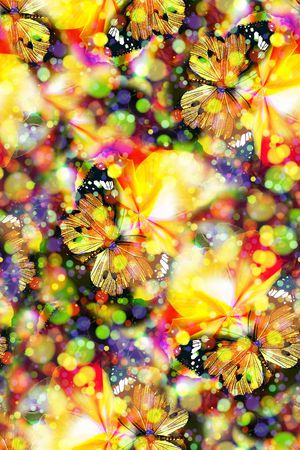 抽象艳丽彩色蝴蝶印花印花华亿平台图片