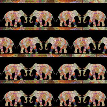 649167-刺绣大象条黑