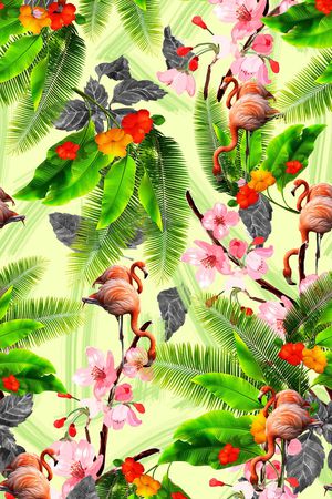 热带植物印花华亿平台图片