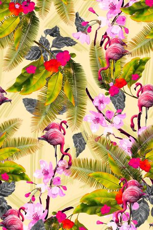 热带植物印花华亿平台图片