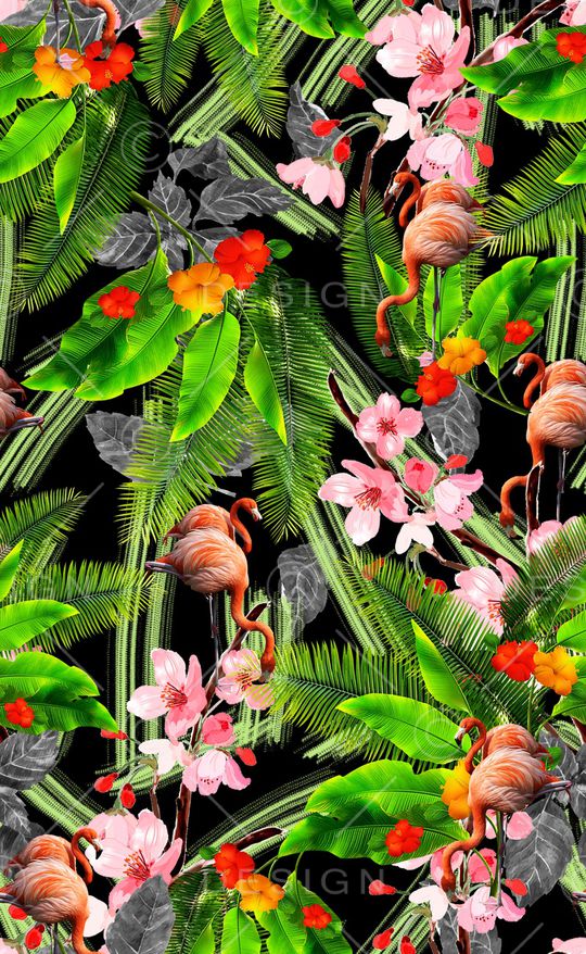 热带植物印花华亿平台图片