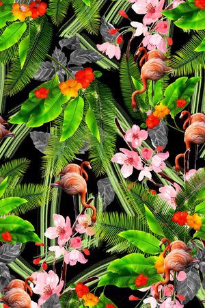 热带植物印花华亿平台图片
