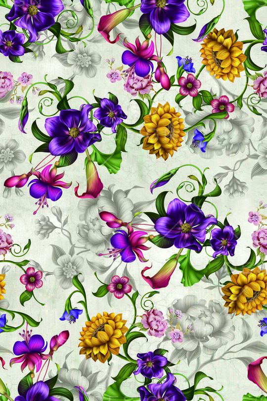 手绘花卉印花华亿平台图片