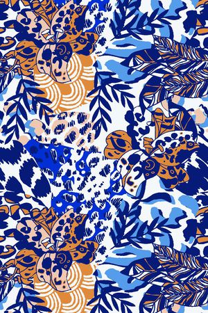 传统花朵与几何图案组合印花华亿平台图片