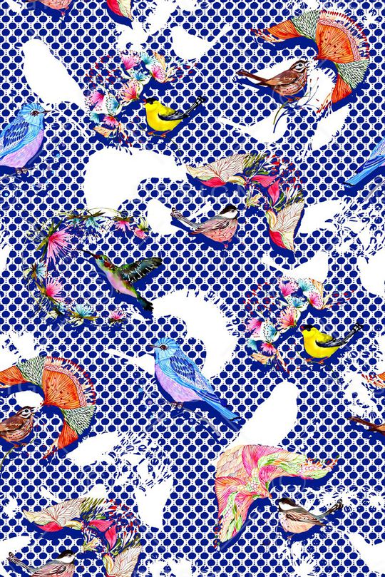 抽象手绘满版中国风印花华亿平台图片