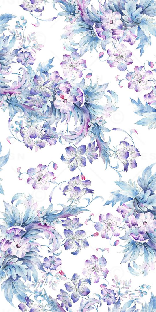 手绘清爽素雅女装花卉印花华亿平台图片