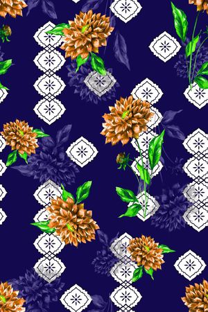 抽象手绘满版民族风印花华亿平台图片