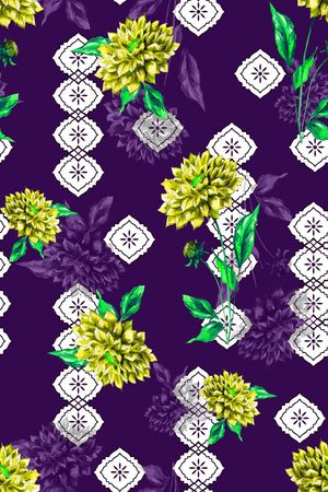 抽象手绘满版民族风印花华亿平台图片