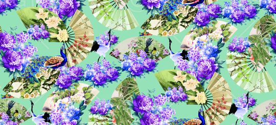 复古花朵印花华亿平台图片