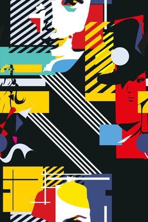 几何条纹印花华亿平台图片