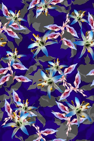 抽象花绘印花华亿平台图片