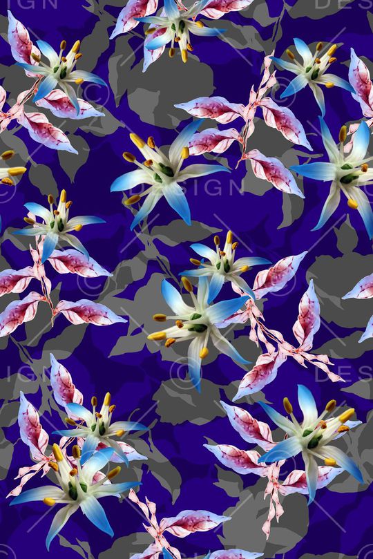 抽象花绘印花华亿平台图片