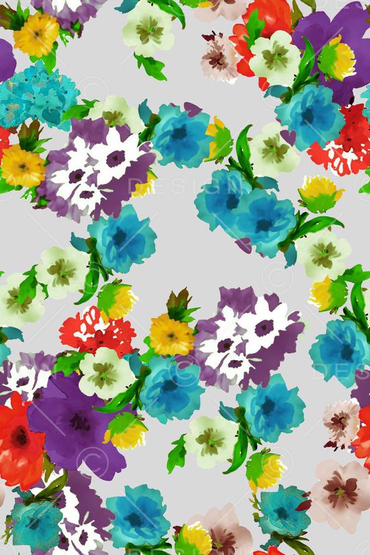 抽象花绘印花华亿平台图片